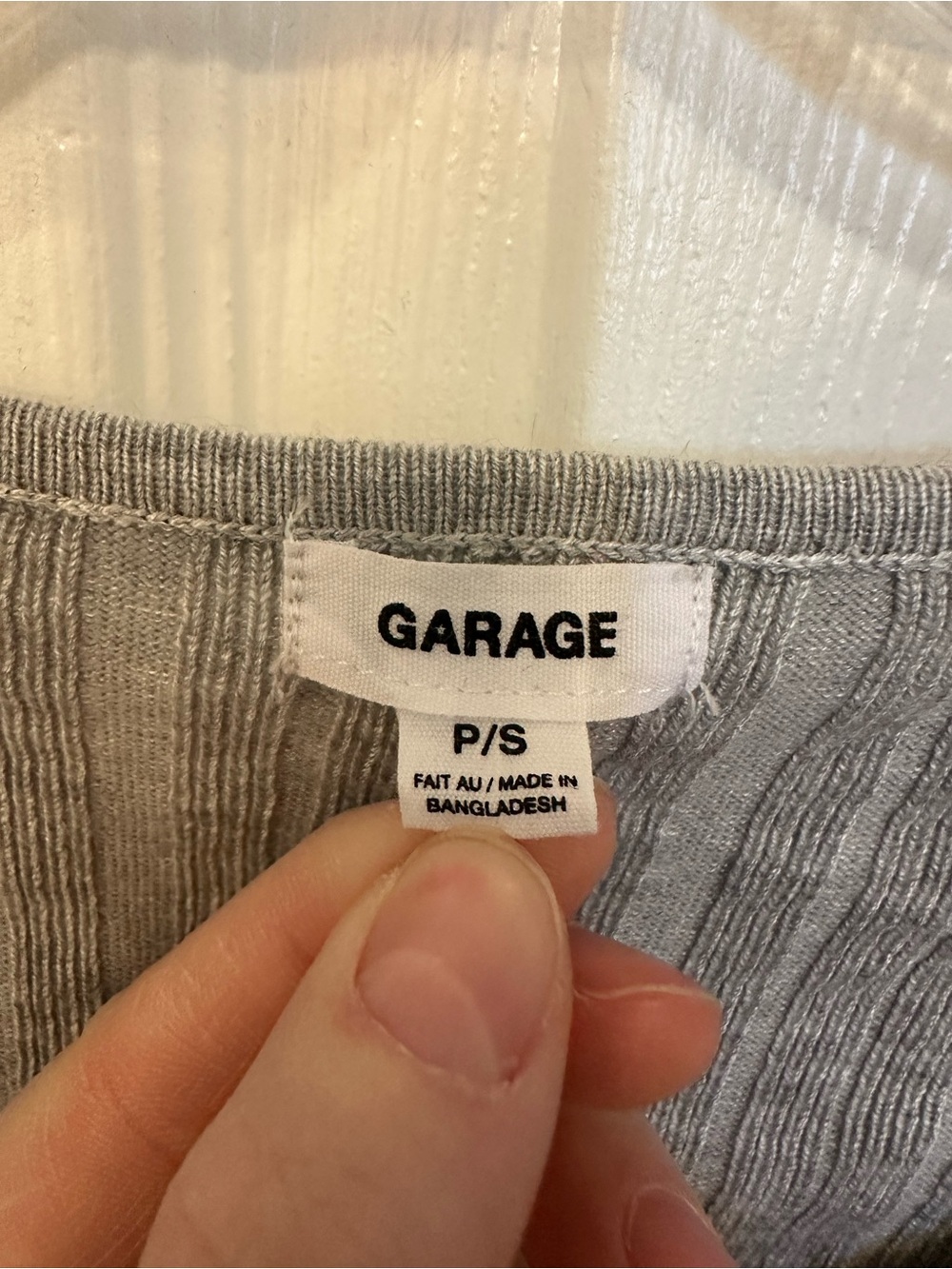 Garage Light Gray Ribbed Button-Up Crop Top - Picture 3 of 4